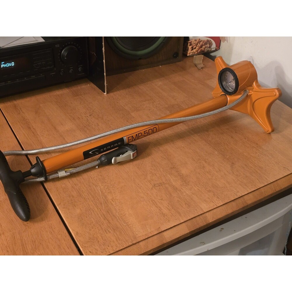 Serfas FMP-500 High Pressure Bike Floor Pump Metallic Orange Braided Hose Tested